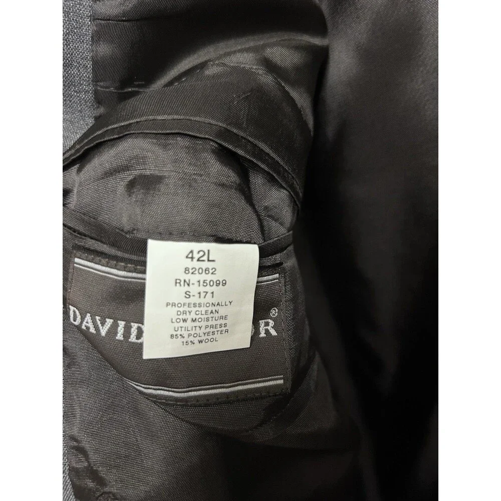 David Taylor Blazer Charcoal Grey Gold Button Single Vented Mens 42L NWT